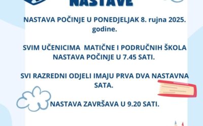 OBAVIJEST O POČETKU NASTAVE